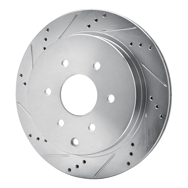 Picture of R1 10-24 Infiniti QX56 Rear Left Drilled & Slotted Silver Brake Rotor