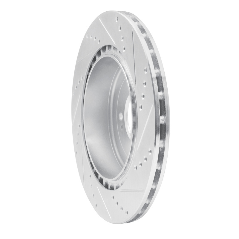 Picture of R1 08-15 Mitsubishi Lancer Rear Left Drilled & Slotted Silver Brake Rotor