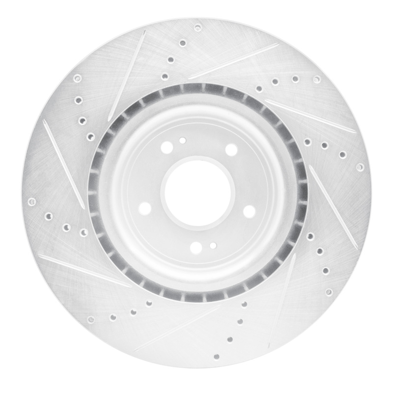 Picture of R1 08-15 Mitsubishi Lancer Front Right Drilled & Slotted Silver Brake Rotor