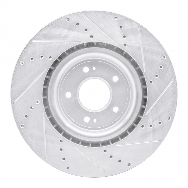 Picture of R1 08-15 Mitsubishi Lancer Front Left Drilled & Slotted Silver Brake Rotor