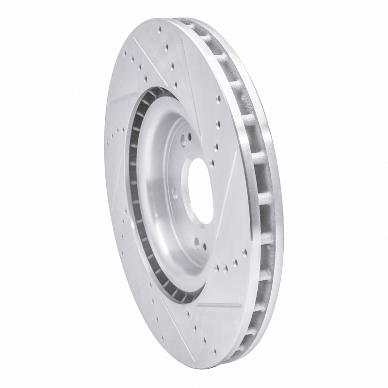 Picture of R1 08-15 Mitsubishi Lancer Front Left Drilled & Slotted Silver Brake Rotor