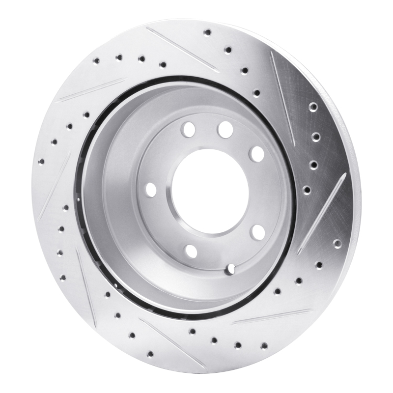 Picture of R1 03-18 Audi Q7 Rear Left Drilled & Slotted Silver Brake Rotor