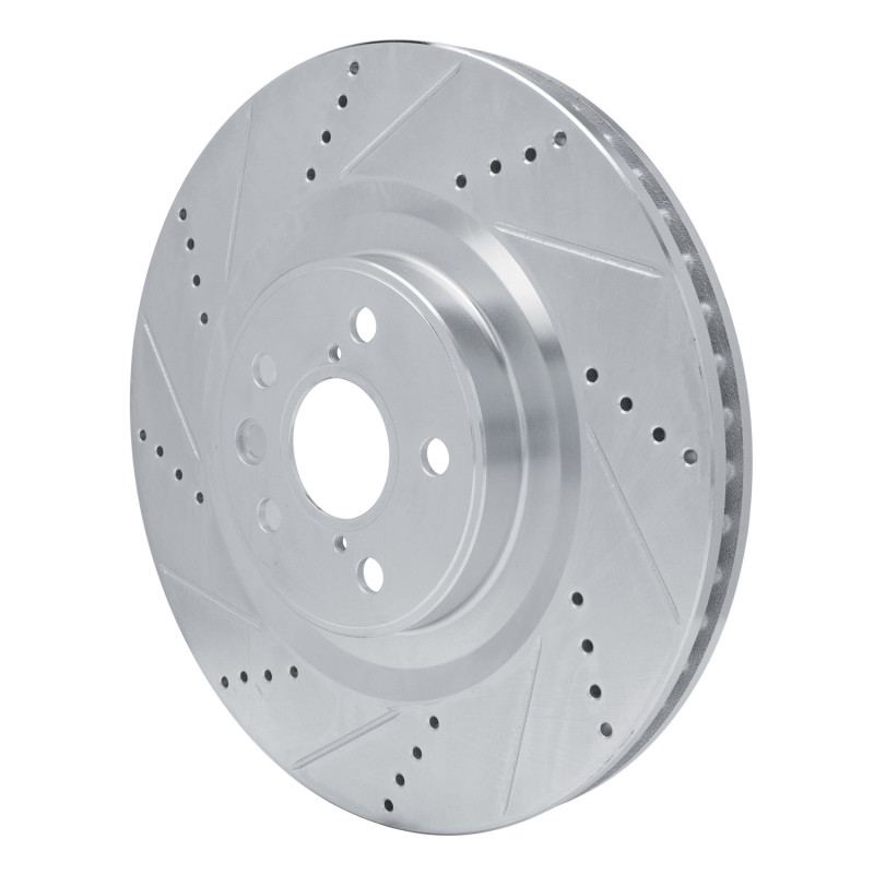 Picture of R1 13-25 Lexus RC300 Left Front Drilled & Slotted Silver Brake Rotor