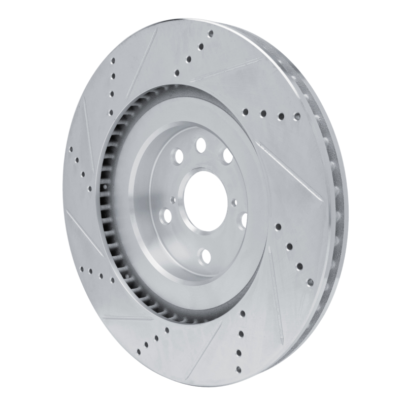 Picture of R1 13-25 Lexus IS500 Right Front Drilled & Slotted Silver Brake Rotor