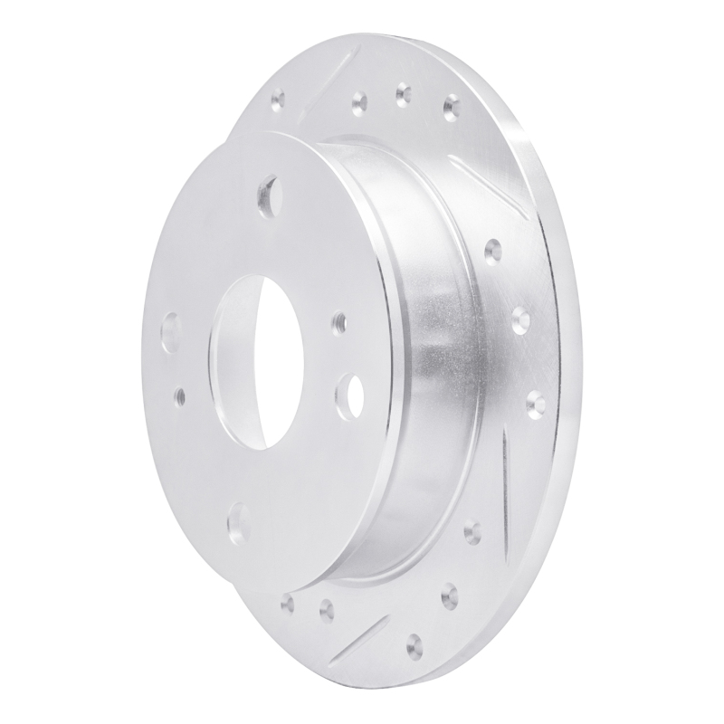 Picture of R1 85-87 Toyota Corolla (US/Canada) Rear Left Drilled & Slotted Silver Brake Rotor