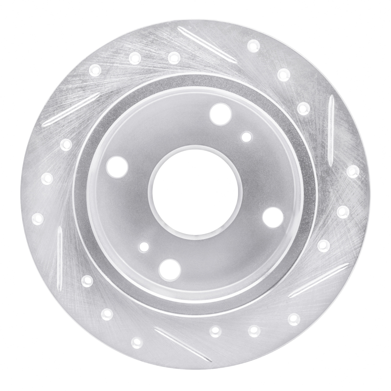 Picture of R1 85-87 Toyota Corolla (US/Canada) Rear Left Drilled & Slotted Silver Brake Rotor