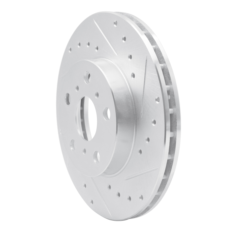 Picture of R1 90-91 Toyota Celica Front Right Drilled & Slotted Silver Brake Rotor