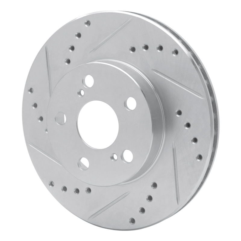 Picture of R1 04-09 Toyota Prius Front Left Drilled & Slotted Silver Brake Rotor