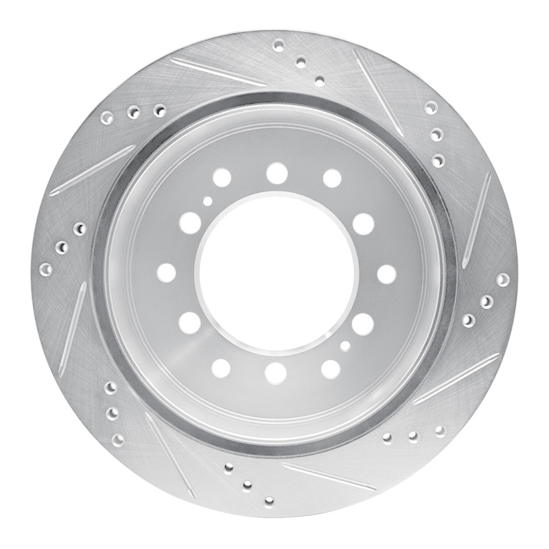 Picture of R1 10-24 Lexus GX460 Rear Left Drilled & Slotted Silver Brake Rotor