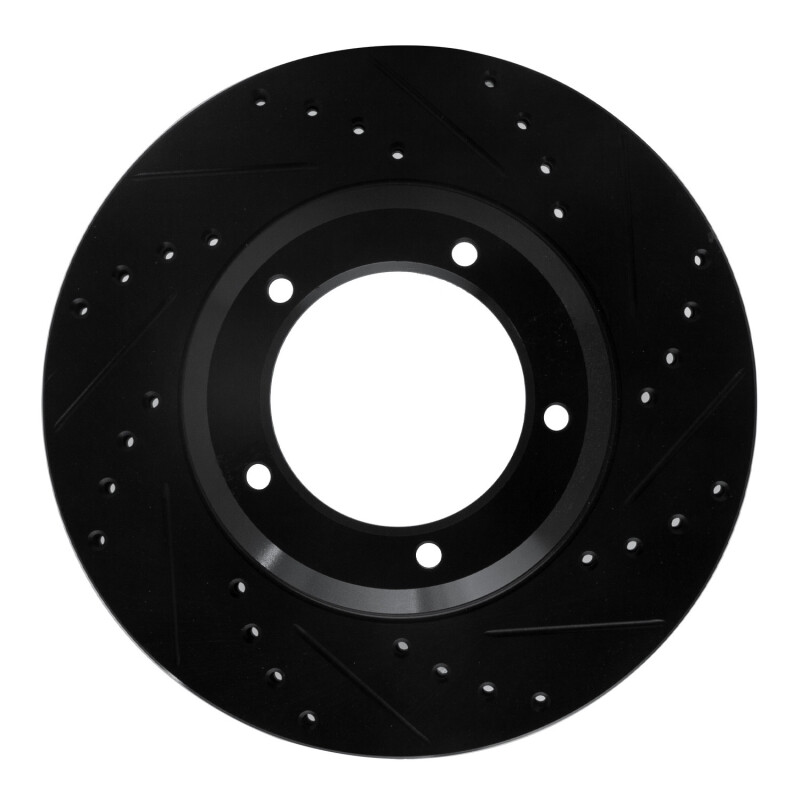 Picture of R1 90-16 Land Rover Defender (Mexico) Front Right Drilled & Slotted Black Brake Rotor