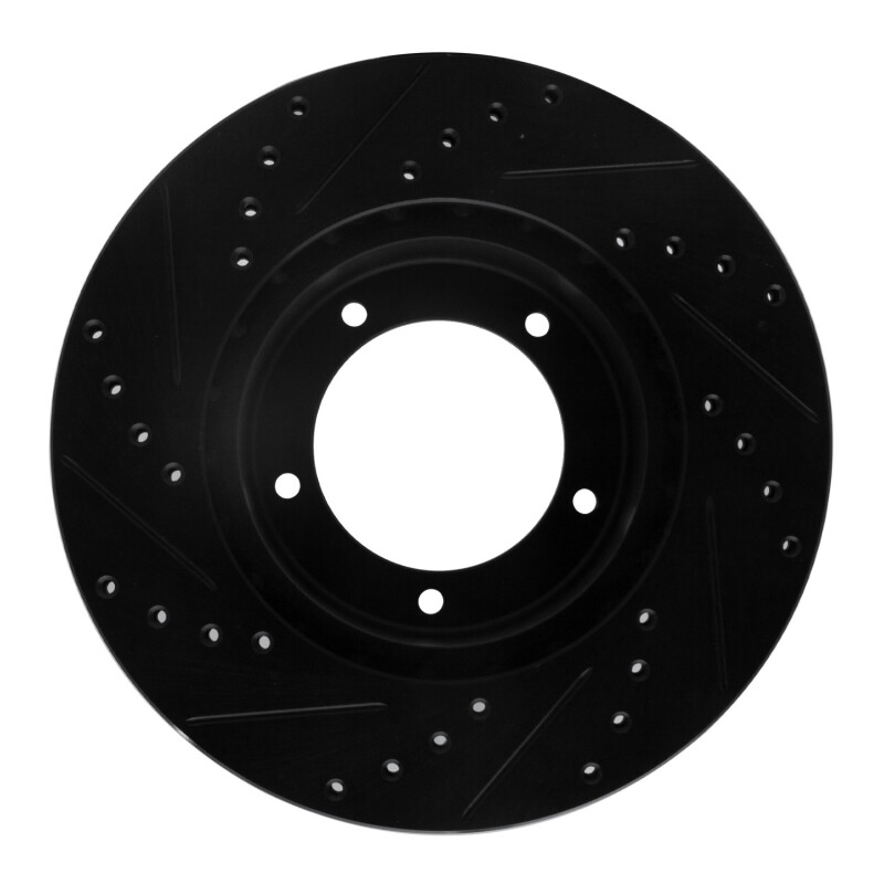 Picture of R1 90-16 Land Rover Defender (Mexico) Front Right Drilled & Slotted Black Brake Rotor
