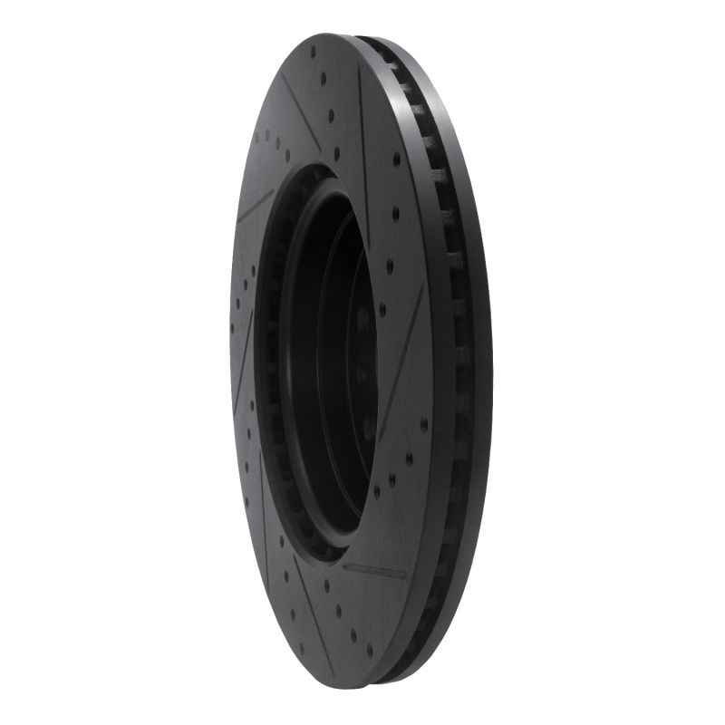 Picture of R1 19-25 Ram 1500 Front Left Drilled & Slotted Black Brake Rotor