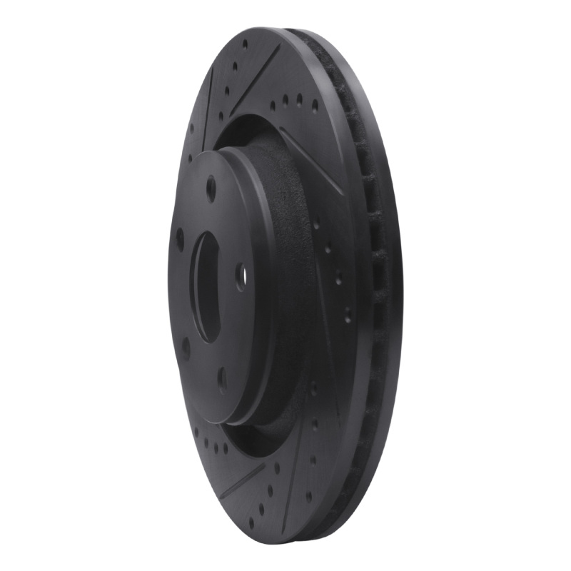 Picture of R1 12-18 Jeep Wrangler Front Left Drilled & Slotted Black Brake Rotor