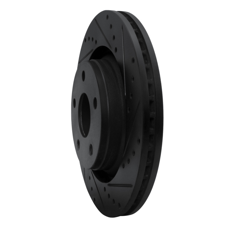 Picture of R1 12-18 Jeep Wrangler Front Right Drilled & Slotted Black Brake Rotor