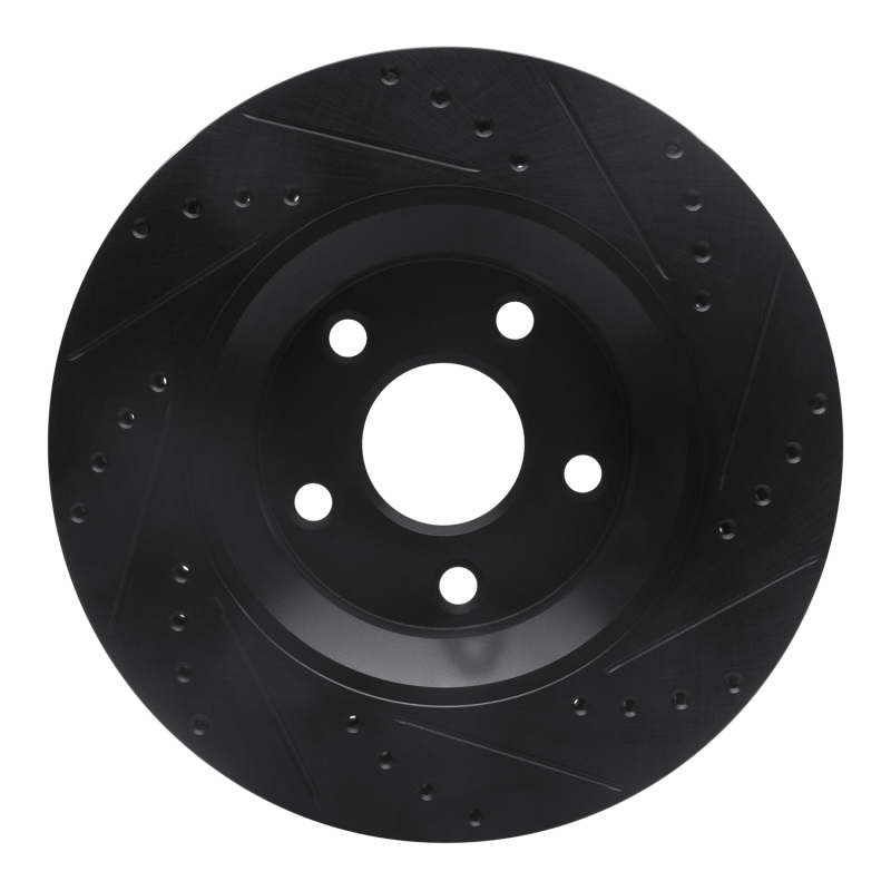 Picture of R1 12-18 Jeep Wrangler Front Left Drilled & Slotted Black Brake Rotor