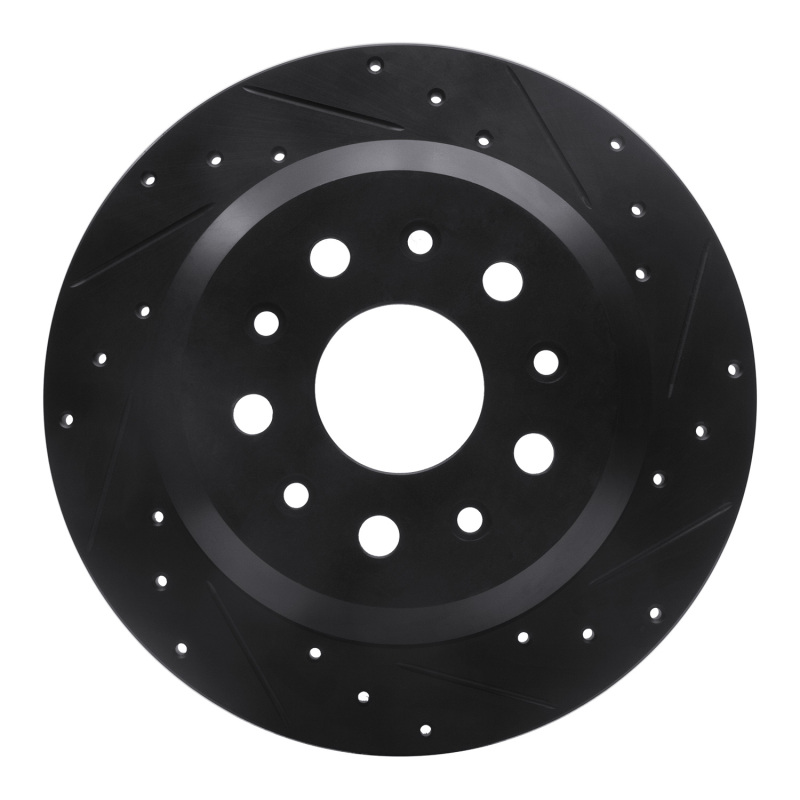Picture of R1 18-25 Jeep Wrangler Rear Right Drilled & Slotted Black Brake Rotor
