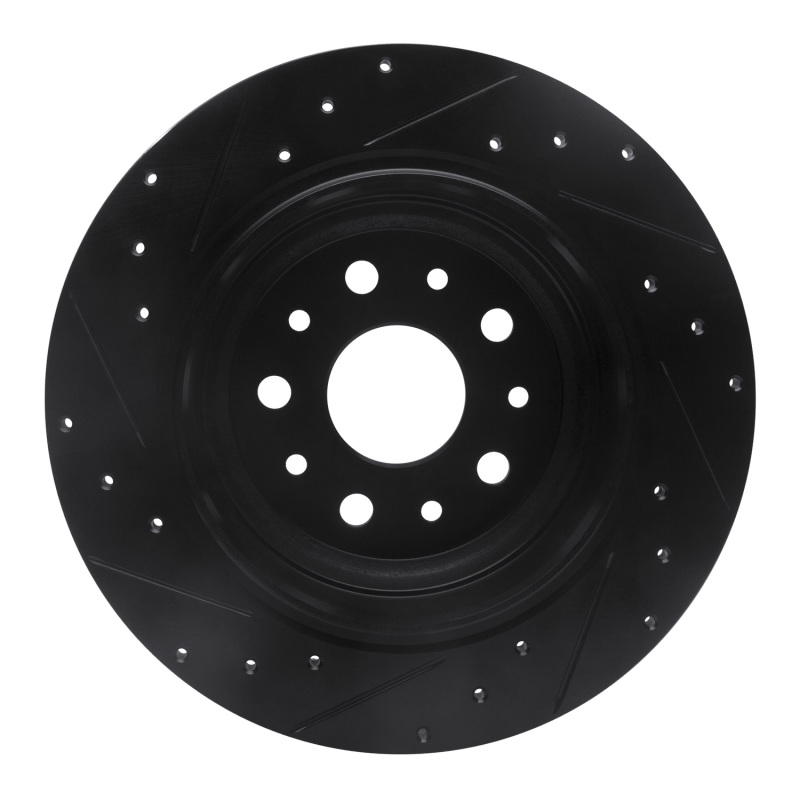 Picture of R1 18-25 Jeep Wrangler Rear Right Drilled & Slotted Black Brake Rotor