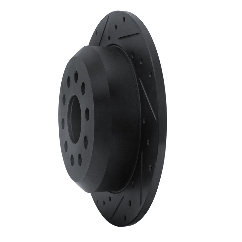 Picture of R1 18-25 Jeep Wrangler Rear Left Drilled & Slotted Black Brake Rotor