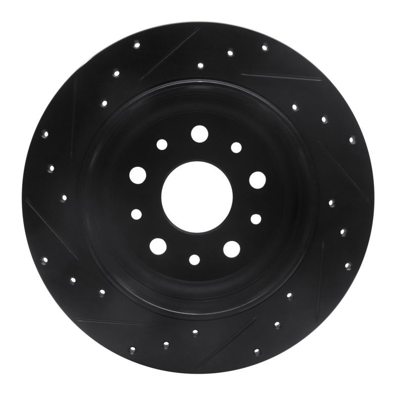 Picture of R1 18-25 Jeep Wrangler Rear Right Drilled & Slotted Black Brake Rotor