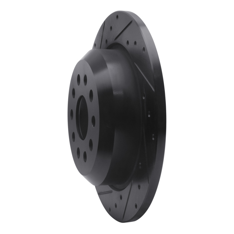 Picture of R1 18-25 Jeep Wrangler Rear Left Drilled & Slotted Black Brake Rotor