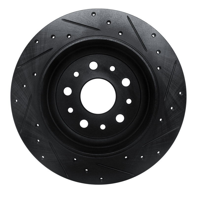Picture of R1 18-25 Jeep Wrangler Rear Left Drilled & Slotted Black Brake Rotor