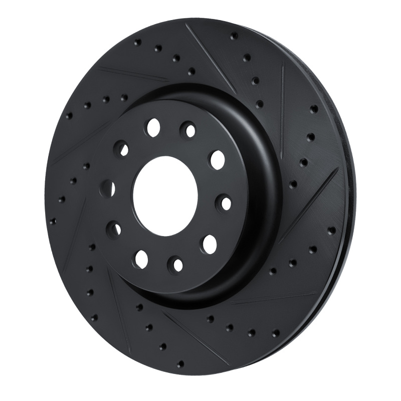 Picture of R1 18-25 Jeep Wrangler Front Right Drilled & Slotted Black Brake Rotor