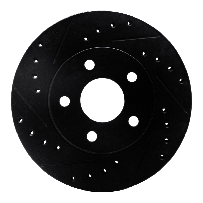 Picture of R1 80-89 Buick SKYLARK Front Left Drilled & Slotted Black Brake Rotor