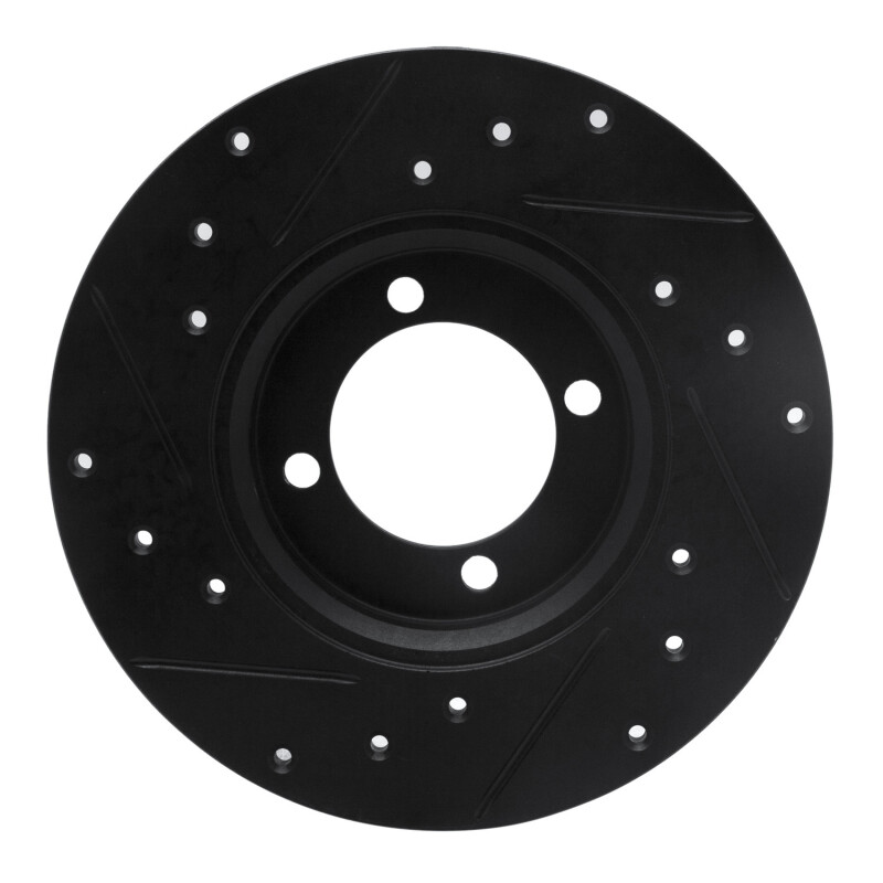 Picture of R1 74-87 Dodge COLT Front Right Drilled & Slotted Black Brake Rotor