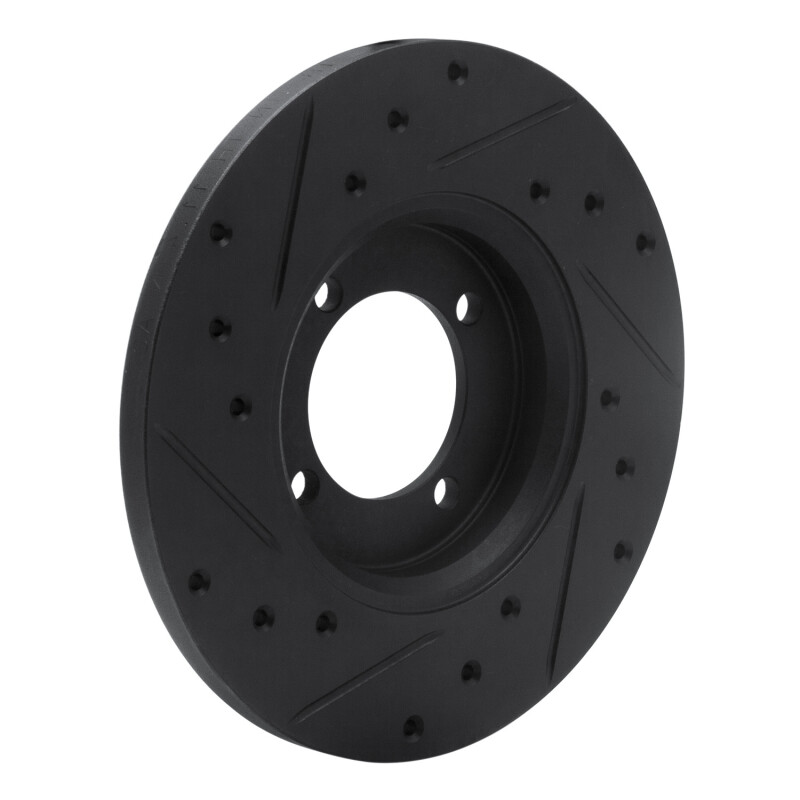 Picture of R1 74-87 Dodge COLT Front Right Drilled & Slotted Black Brake Rotor