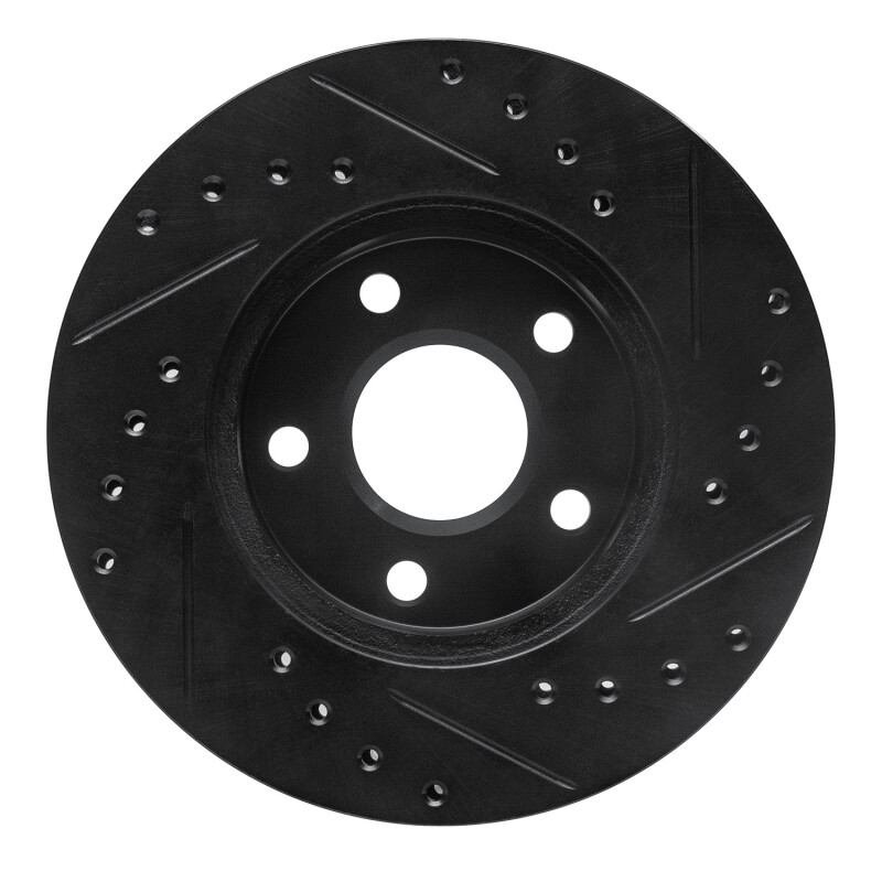 Picture of R1 80-89 Buick SKYLARK Front Left Drilled & Slotted Black Brake Rotor