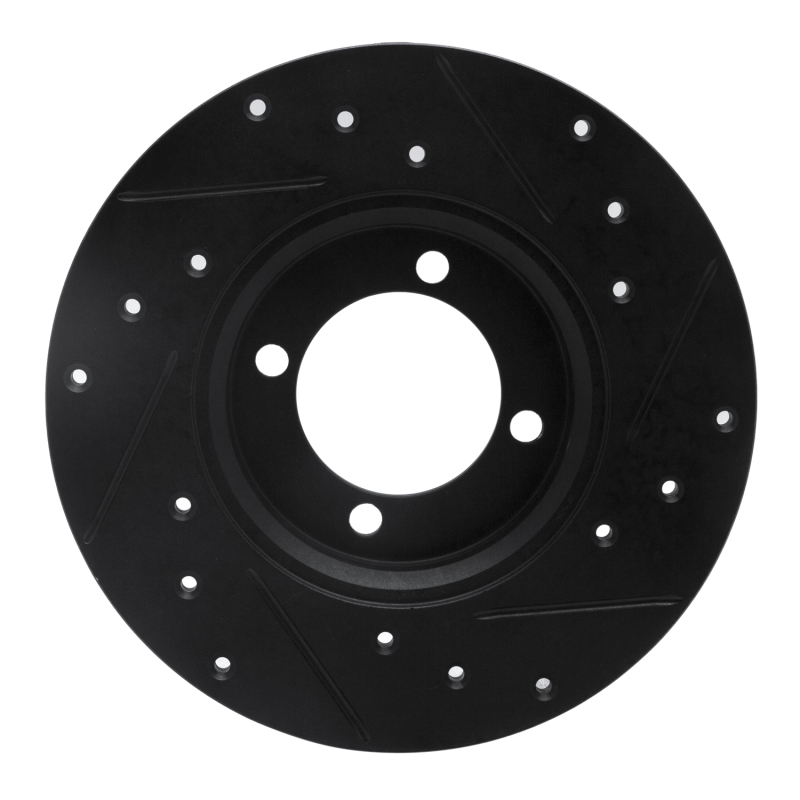 Picture of R1 74-87 Dodge COLT Front Left Drilled & Slotted Black Brake Rotor