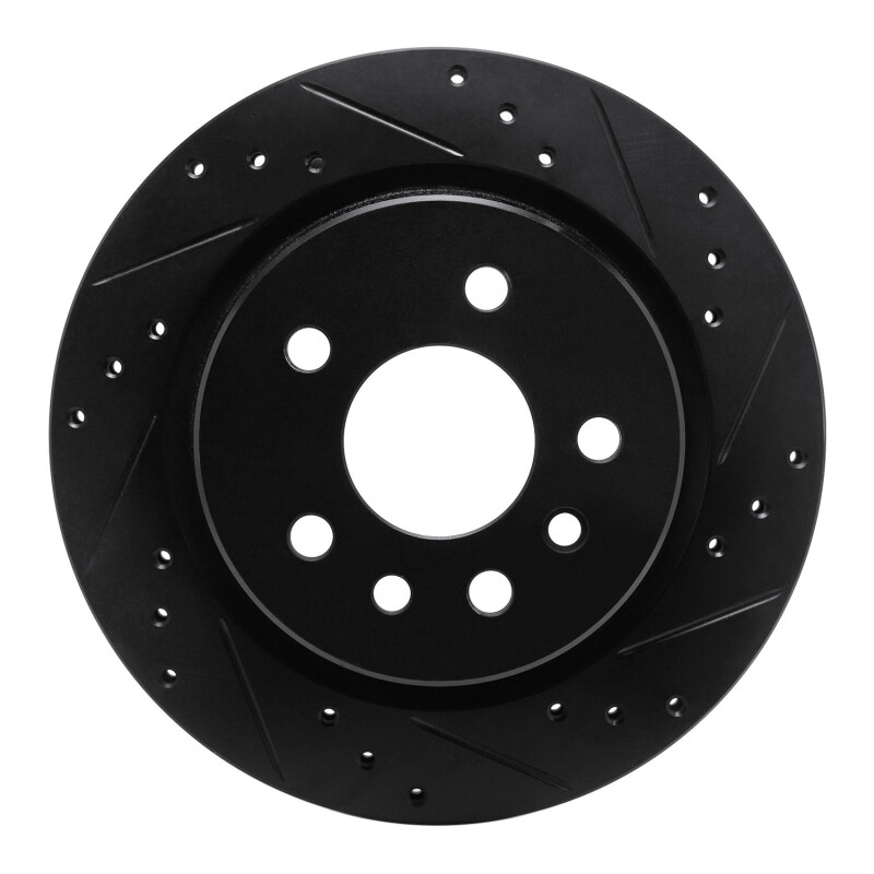 Picture of R1 01-01 Cadillac CATERA Rear Right Drilled & Slotted Black Brake Rotor