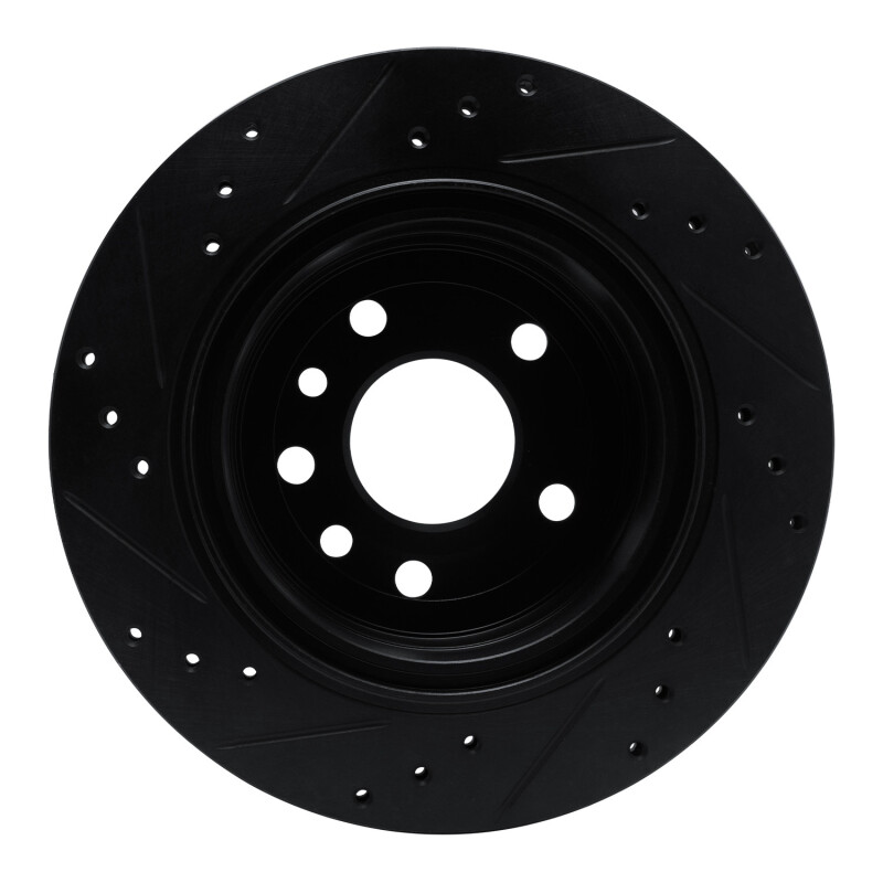 Picture of R1 01-01 Cadillac CATERA Rear Right Drilled & Slotted Black Brake Rotor