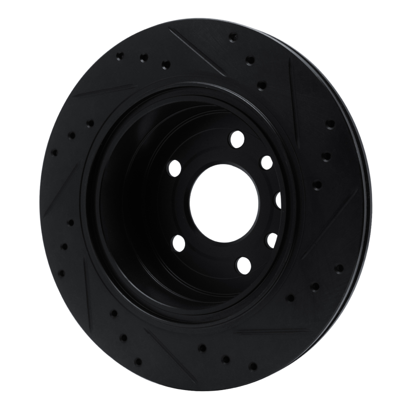 Picture of R1 01-01 Cadillac CATERA Rear Left Drilled & Slotted Black Brake Rotor