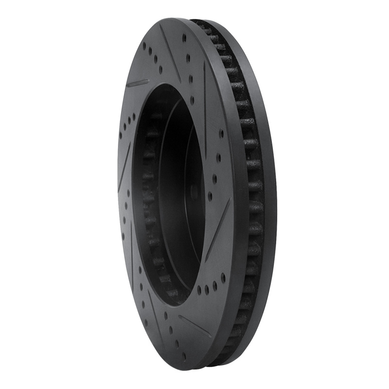 Picture of R1 98-99 Cadillac DEVILLE Front Left Drilled & Slotted Black Brake Rotor