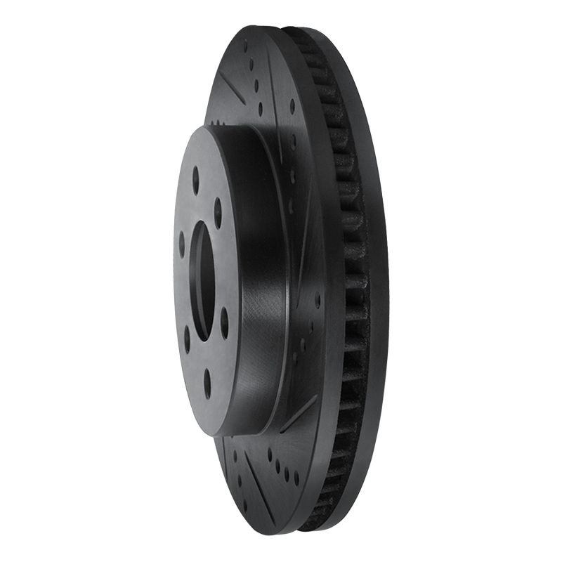 Picture of R1 98-99 Cadillac DEVILLE Front Right Drilled & Slotted Black Brake Rotor