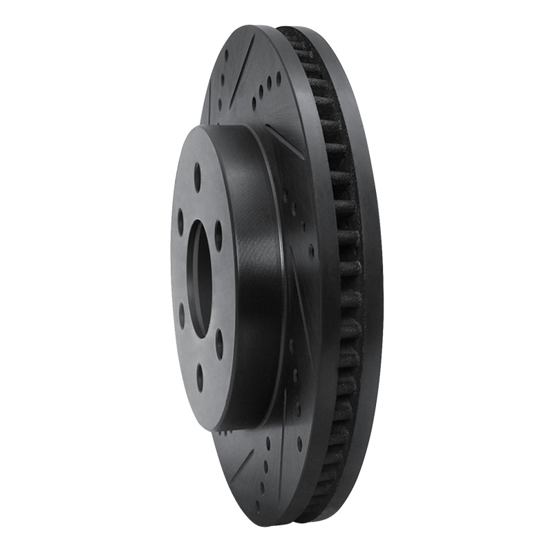 Picture of R1 98-99 Cadillac DEVILLE Front Left Drilled & Slotted Black Brake Rotor