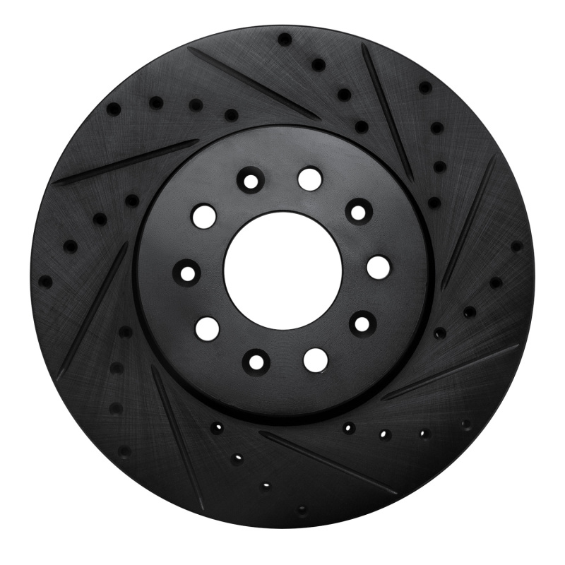 Picture of R1 13-25 Cadillac CT4 Front Right Drilled & Slotted Black Brake Rotor