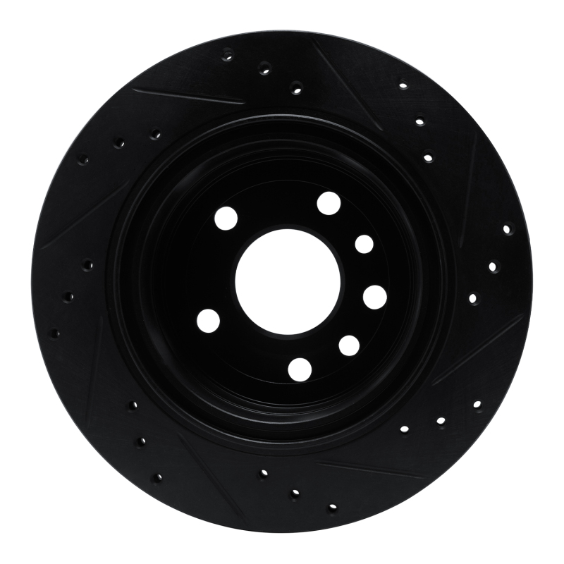 Picture of R1 01-01 Cadillac CATERA Rear Left Drilled & Slotted Black Brake Rotor