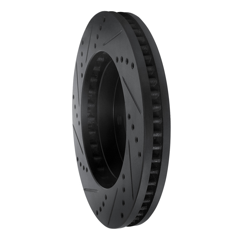 Picture of R1 98-99 Cadillac DEVILLE Front Right Drilled & Slotted Black Brake Rotor