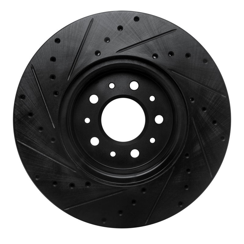 Picture of R1 13-25 Cadillac CT4 Front Right Drilled & Slotted Black Brake Rotor