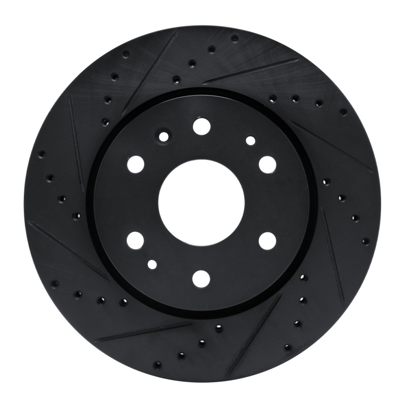 Picture of R1 23-25 Chevrolet Colorado Front Left Drilled & Slotted Black Brake Rotor