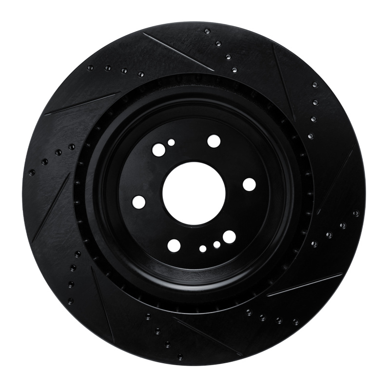 Picture of R1 19-25 Cadillac Escalade Front Left Drilled & Slotted Black Brake Rotor