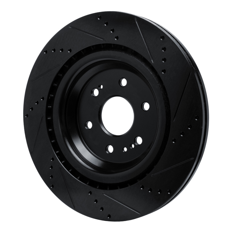 Picture of R1 19-25 Cadillac Escalade Front Left Drilled & Slotted Black Brake Rotor