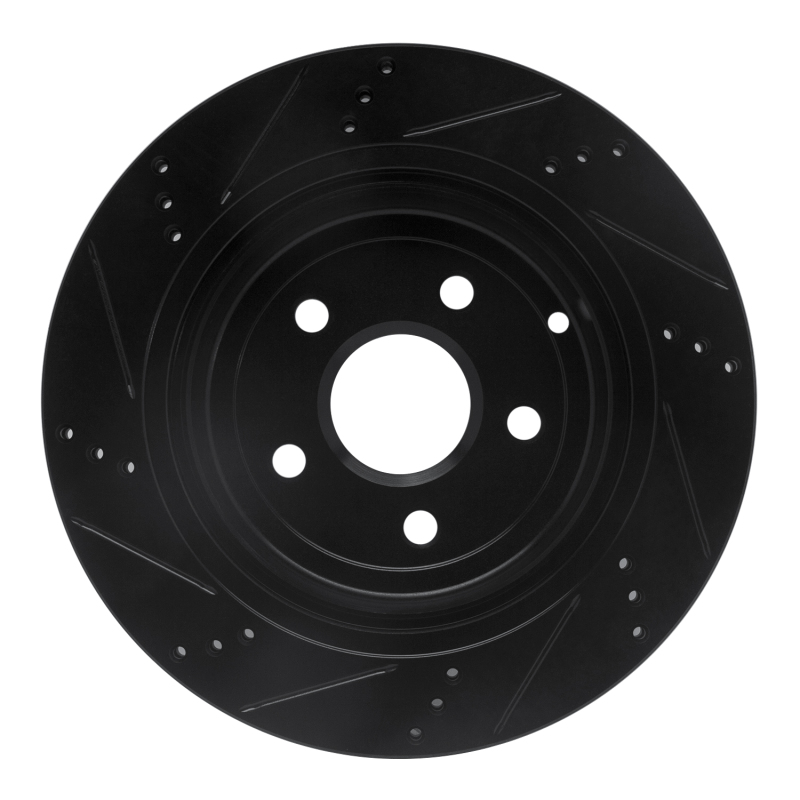 Picture of R1 08-17 Chevrolet SS Rear Right Drilled & Slotted Black Brake Rotor