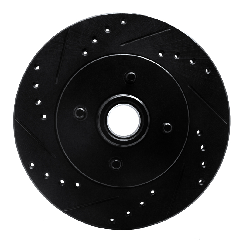Picture of R1 87-88 Ford Thunderbird Front Left Drilled & Slotted Black Brake Rotor