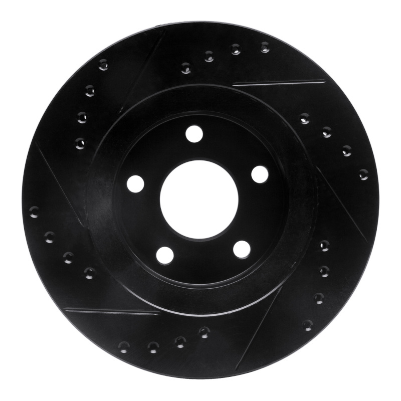 Picture of R1 89-90 Ford Thunderbird Front Right Drilled & Slotted Black Brake Rotor