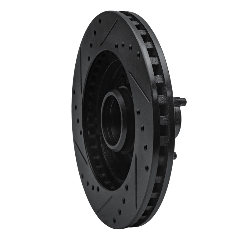 Picture of R1 87-88 Ford Thunderbird Front Right Drilled & Slotted Black Brake Rotor