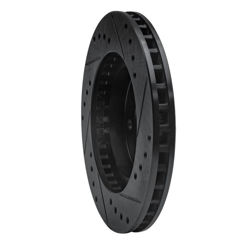 Picture of R1 89-90 Ford Thunderbird Front Left Drilled & Slotted Black Brake Rotor
