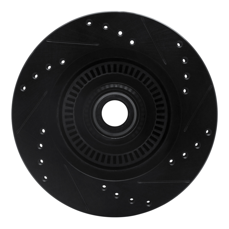 Picture of R1 87-88 Ford Thunderbird Front Left Drilled & Slotted Black Brake Rotor